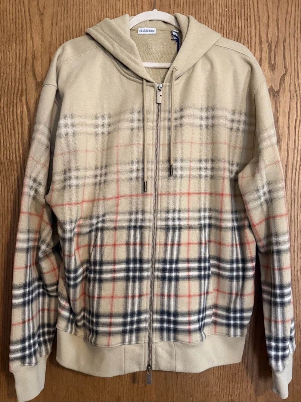 Burberry Rory Gradient Check Cotton Zip Up Hoodie - Large - New with Tags